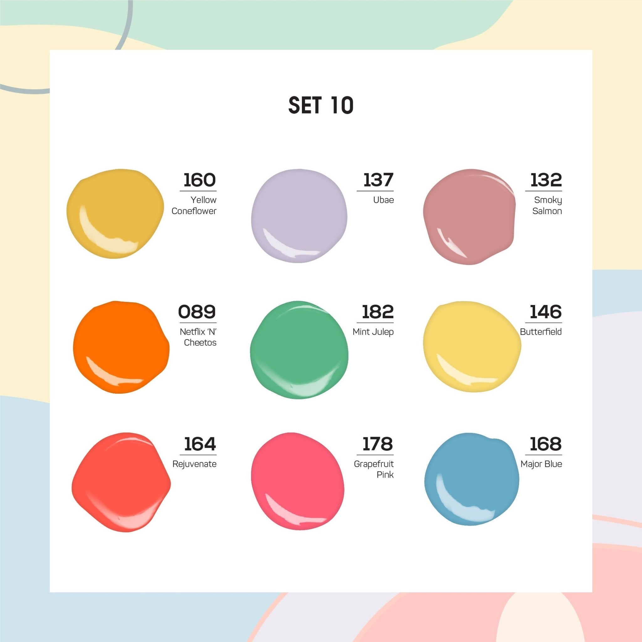 9 Lavis Holiday Gel Nail Polish Collection - SET 10 - 160; 137; 132; 089; 182; 146; 164; 178; 168 - DTK Nail Supply