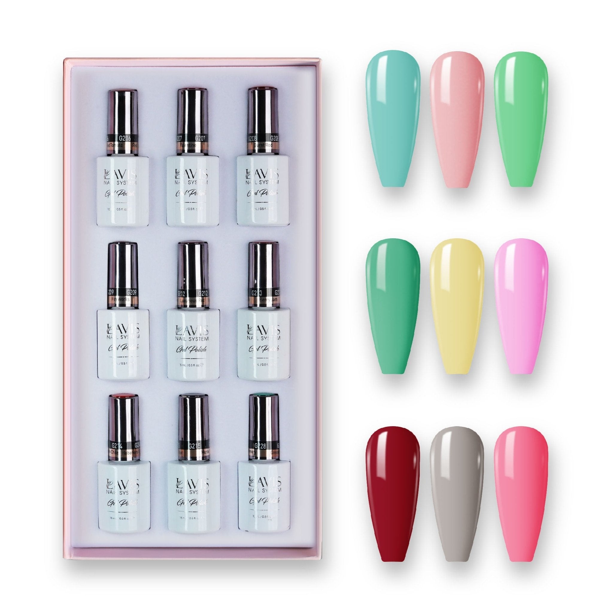 9 Lavis Holiday Gel Nail Polish Collection - SET 11 - 192; 021; 181; 149; 161; 006; 189; 043; 170 - DTK Nail Supply