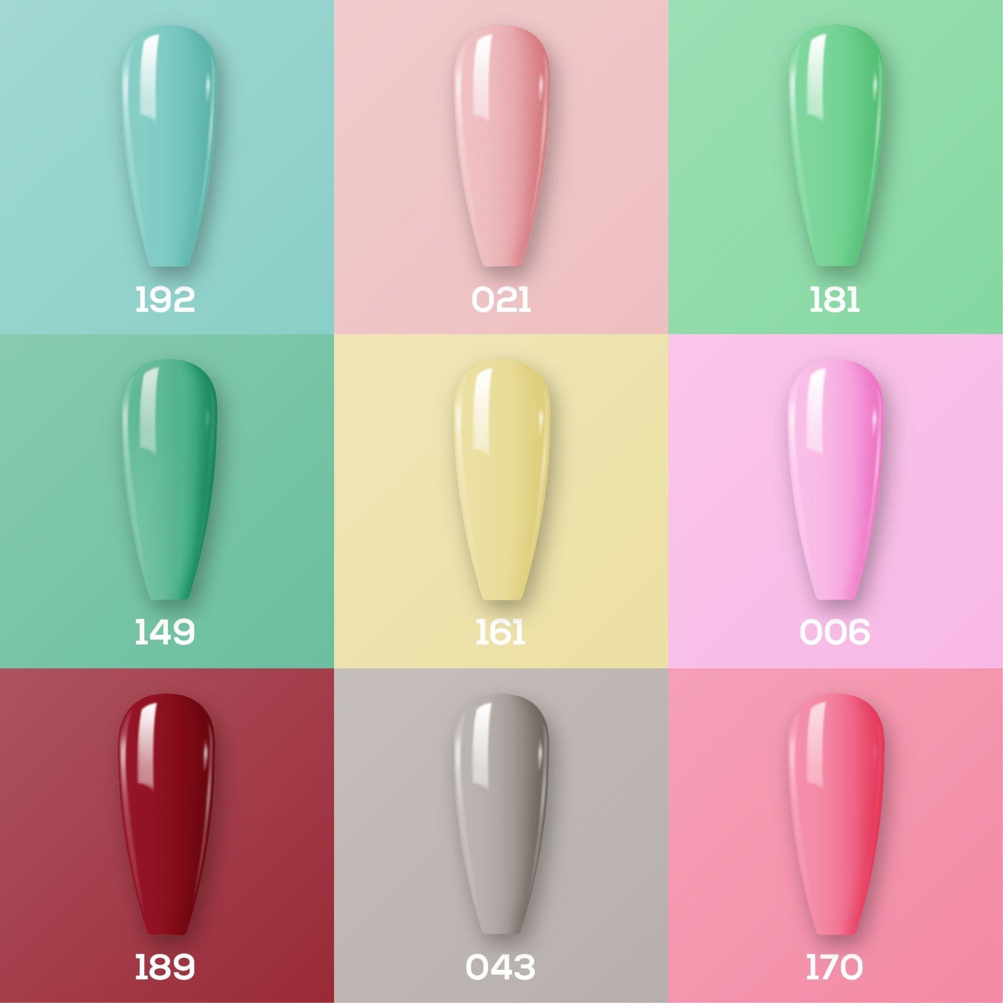 9 Lavis Holiday Gel Nail Polish Collection - SET 11 - 192; 021; 181; 149; 161; 006; 189; 043; 170 - DTK Nail Supply