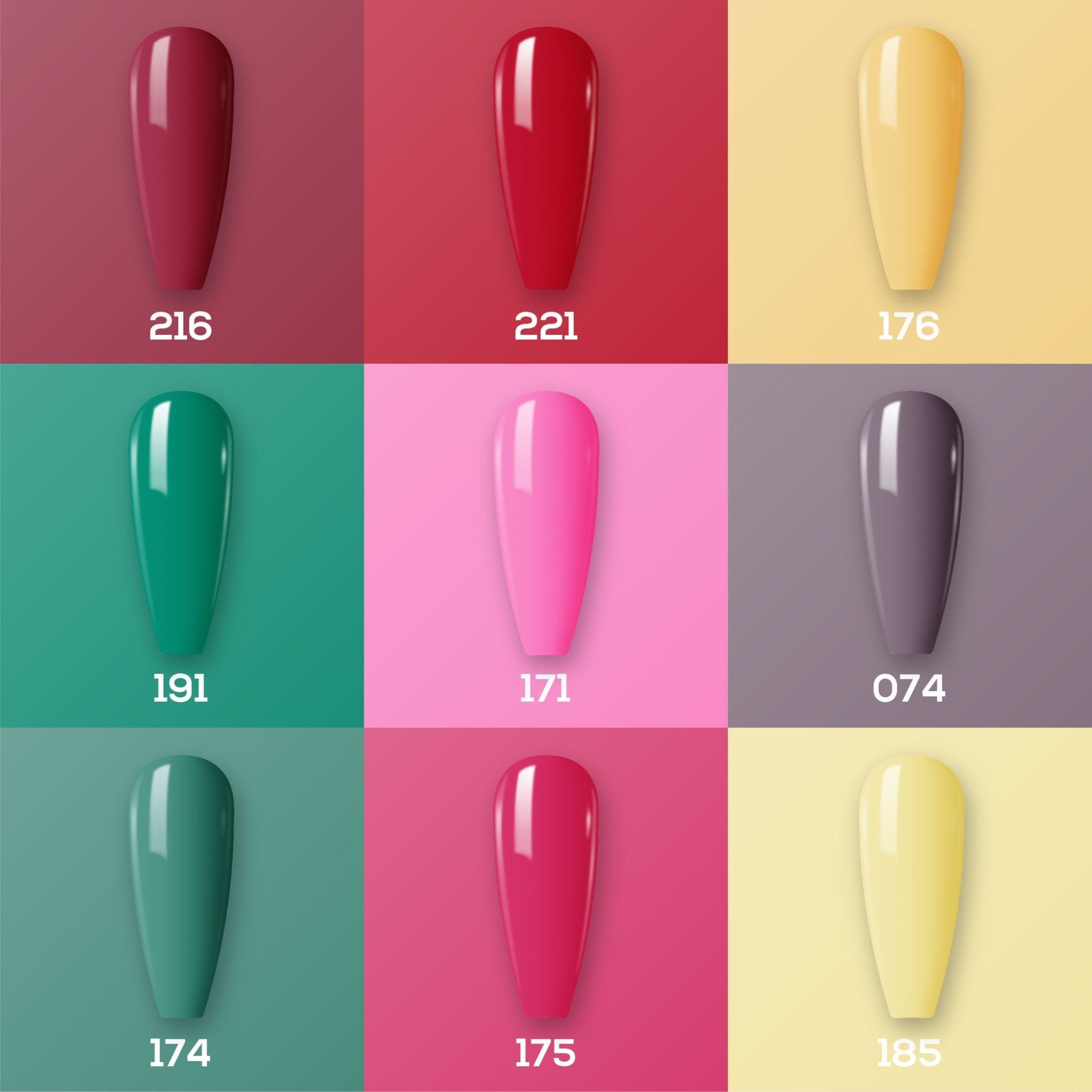 9 Lavis Holiday Gel Nail Polish Collection - SET 12 - 216; 221; 176; 191; 171; 074; 174; 175; 185 - DTK Nail Supply