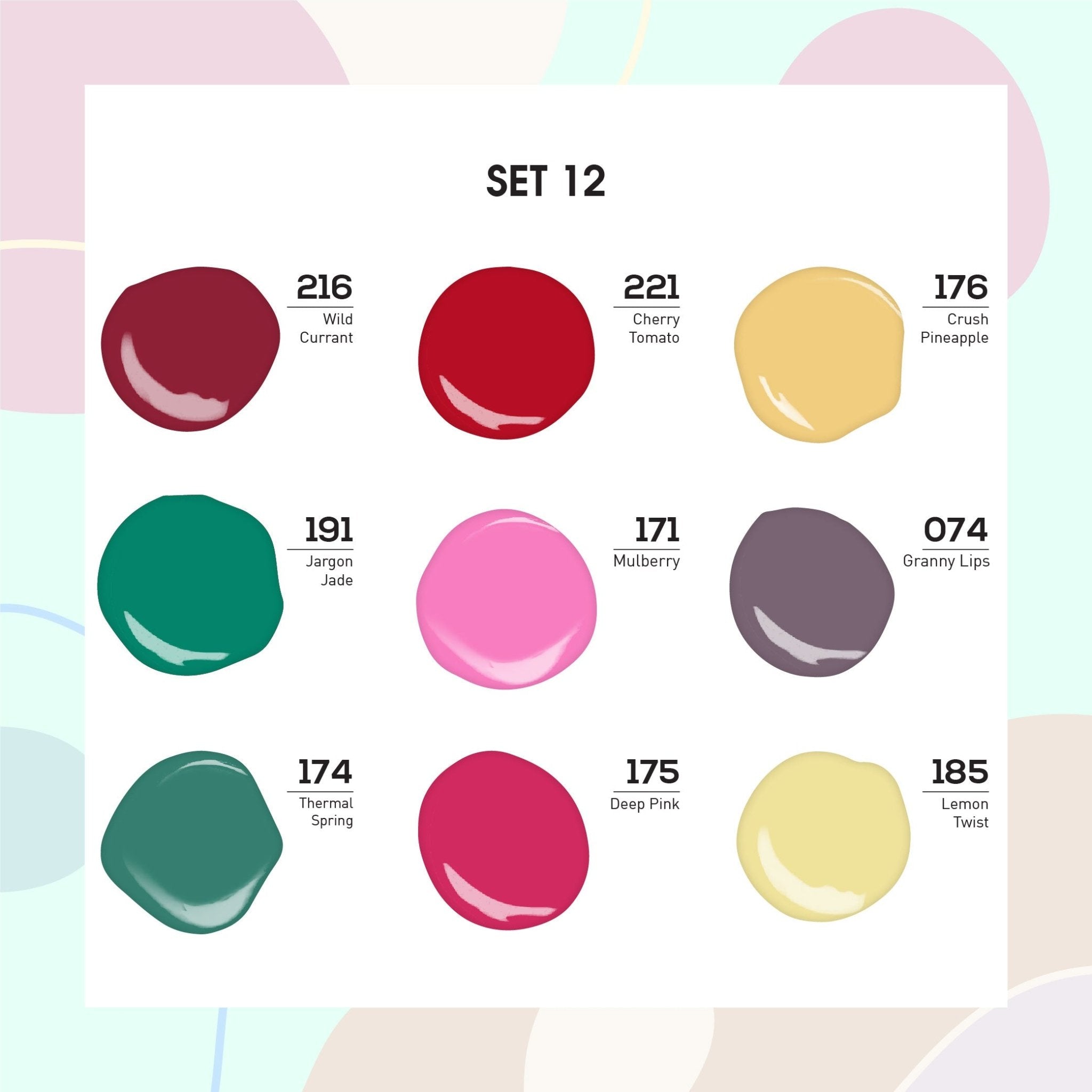 9 Lavis Holiday Gel Nail Polish Collection - SET 12 - 216; 221; 176; 191; 171; 074; 174; 175; 185 - DTK Nail Supply