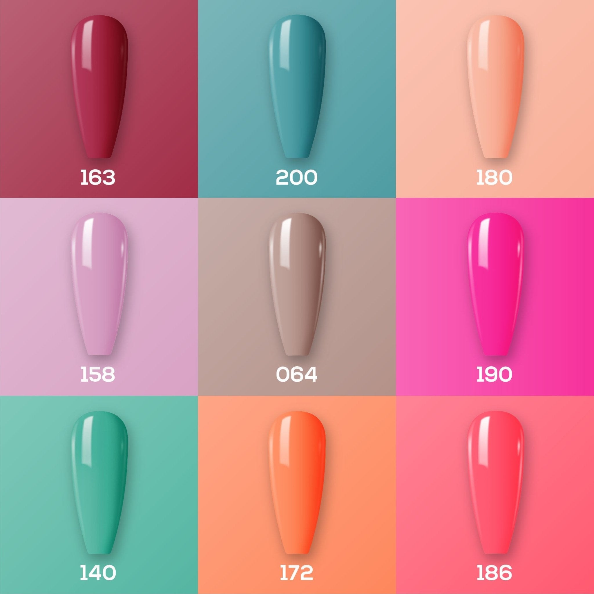 9 Lavis Holiday Gel Nail Polish Collection - SET 13 - 163; 200; 180; 158; 064; 190; 140; 172; 186 - DTK Nail Supply