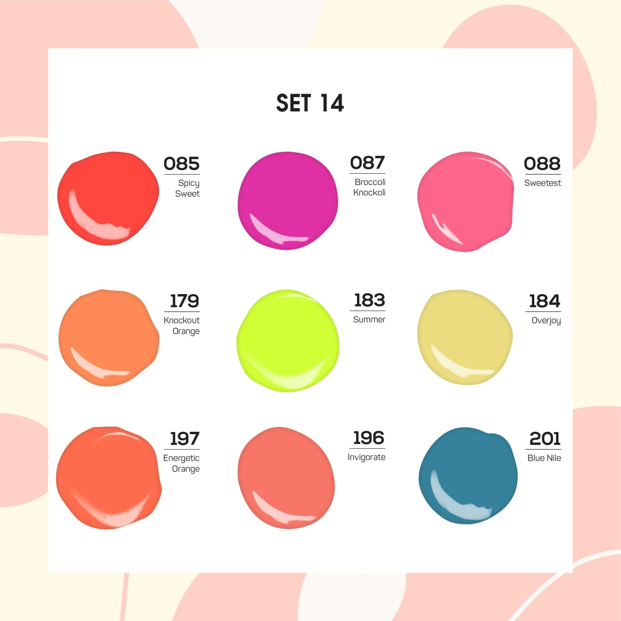 9 Lavis Holiday Gel Nail Polish Collection - SET 14 - 085; 087; 088; 179; 183; 184; 197; 196; 201 - DTK Nail Supply