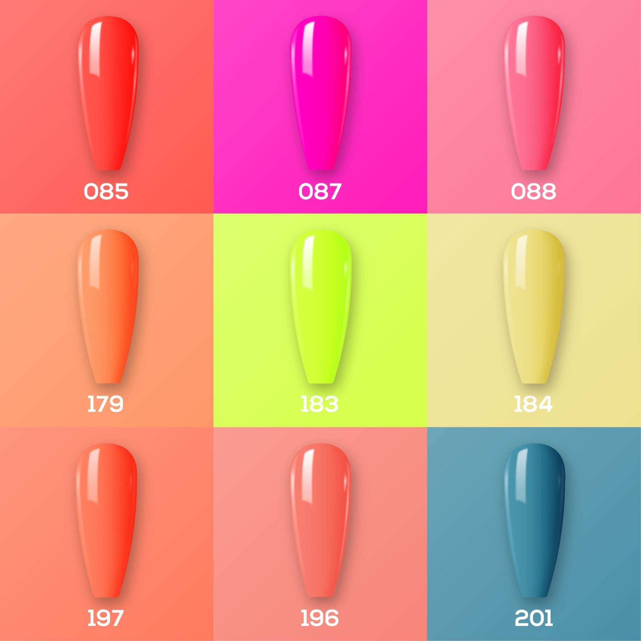 9 Lavis Holiday Gel Nail Polish Collection - SET 14 - 085; 087; 088; 179; 183; 184; 197; 196; 201 - DTK Nail Supply