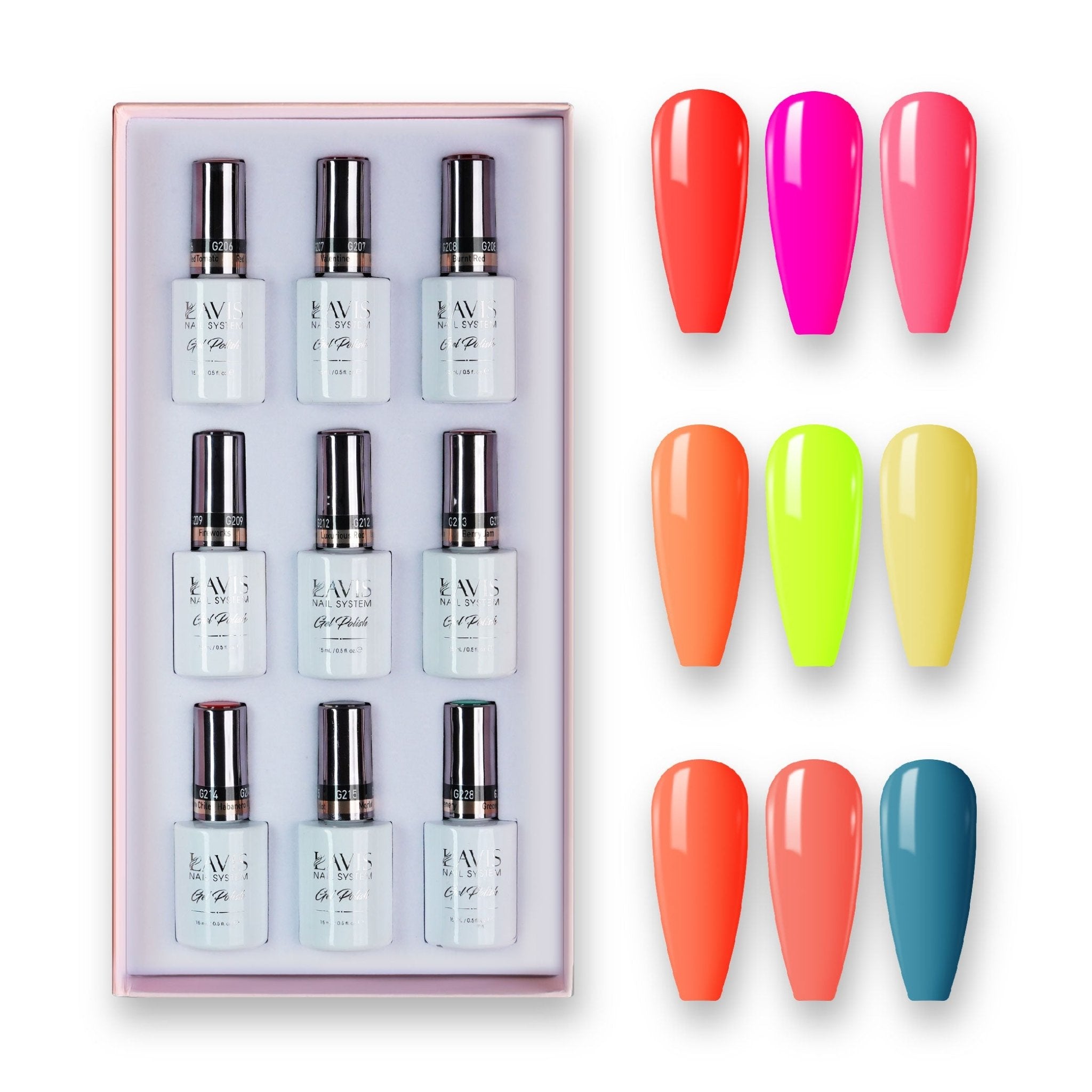 9 Lavis Holiday Gel Nail Polish Collection - SET 14 - 085; 087; 088; 179; 183; 184; 197; 196; 201 - DTK Nail Supply