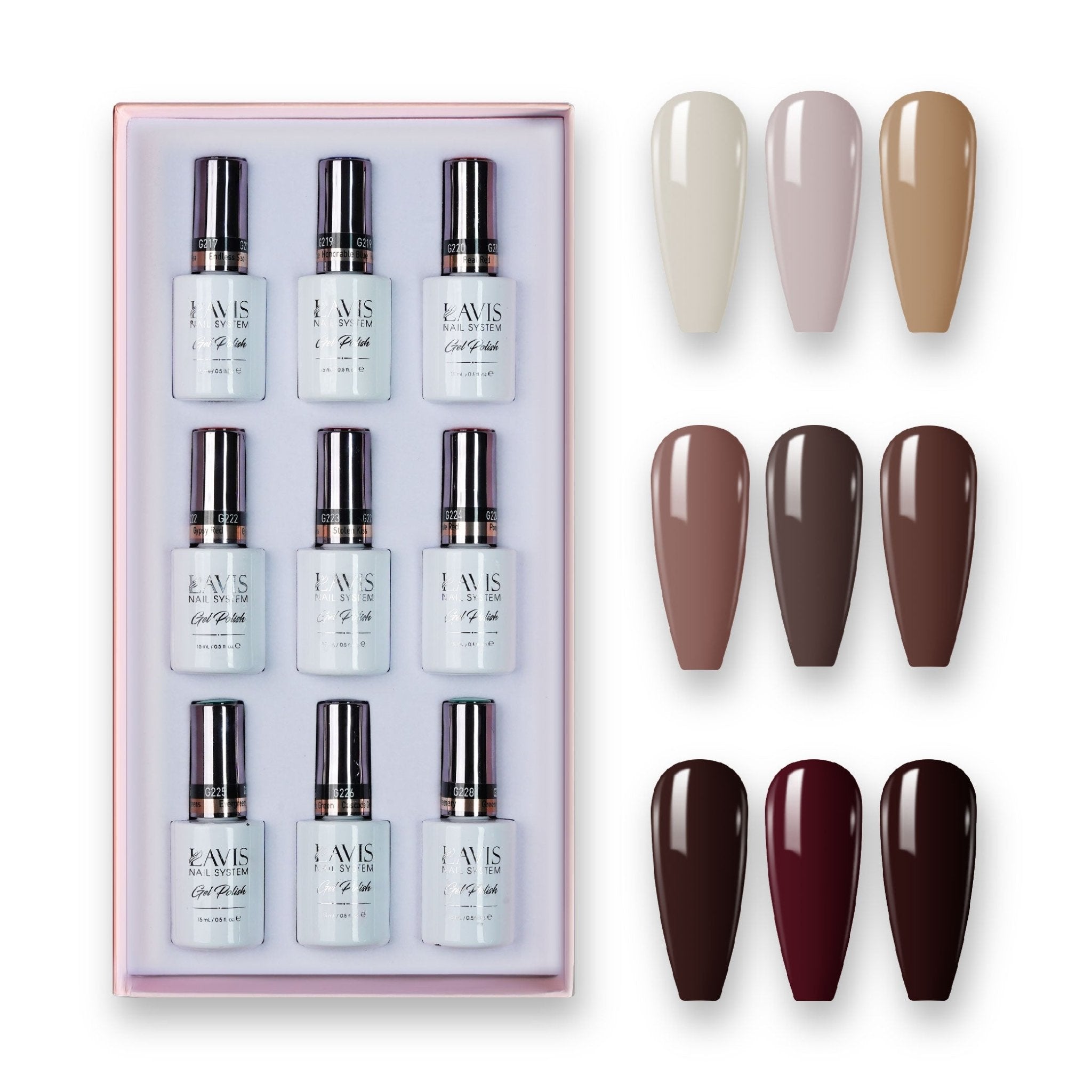 9 Lavis Holiday Gel Nail Polish Collection - SET 15 - 229; 230; 231; 232; 233; 234; 235; 236; 237 - DTK Nail Supply