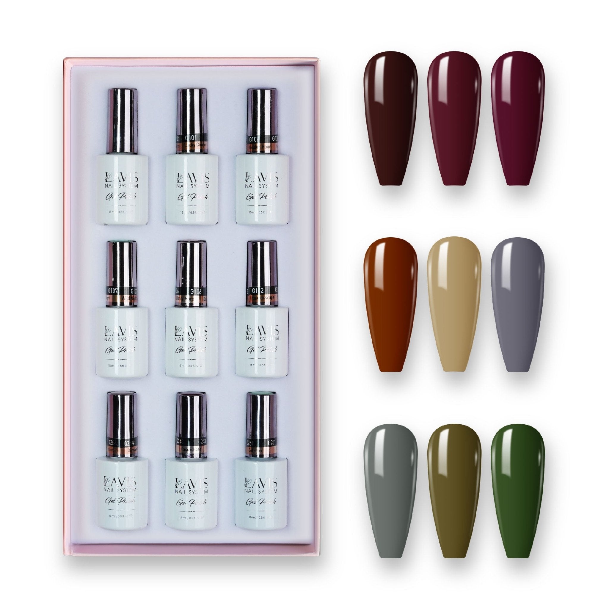 9 Lavis Holiday Gel Nail Polish Collection - SET 16 - 241; 242; 243; 244; 245; 246; 247; 248; 249 - DTK Nail Supply