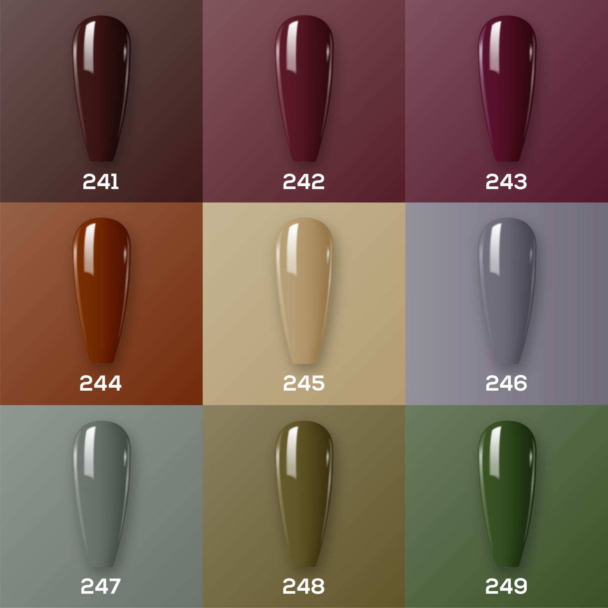 9 Lavis Holiday Gel Nail Polish Collection - SET 16 - 241; 242; 243; 244; 245; 246; 247; 248; 249 - DTK Nail Supply