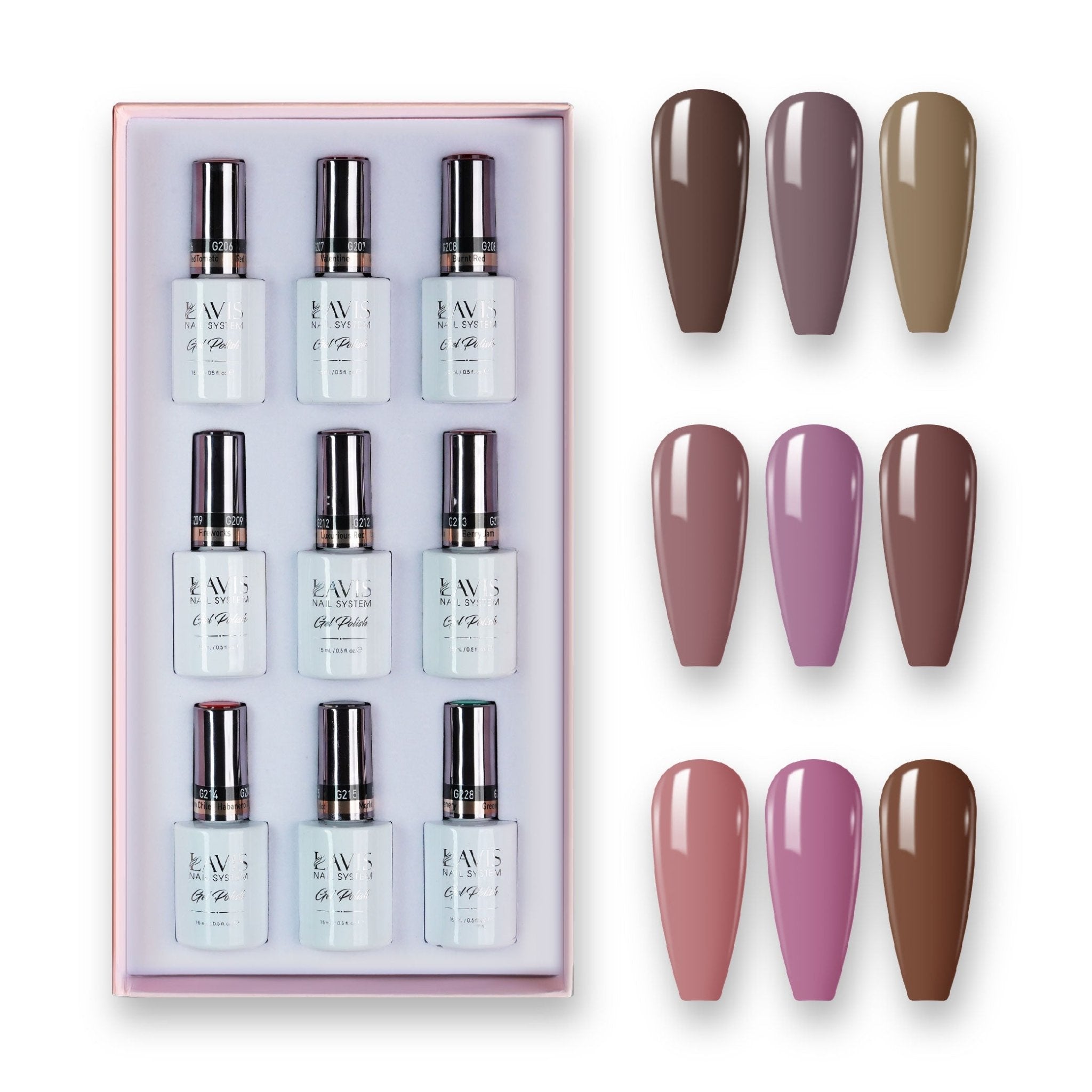 9 Lavis Holiday Gel Nail Polish Collection - SET 17 - 253; 254; 255; 256; 257; 258; 259; 260; 261 - DTK Nail Supply