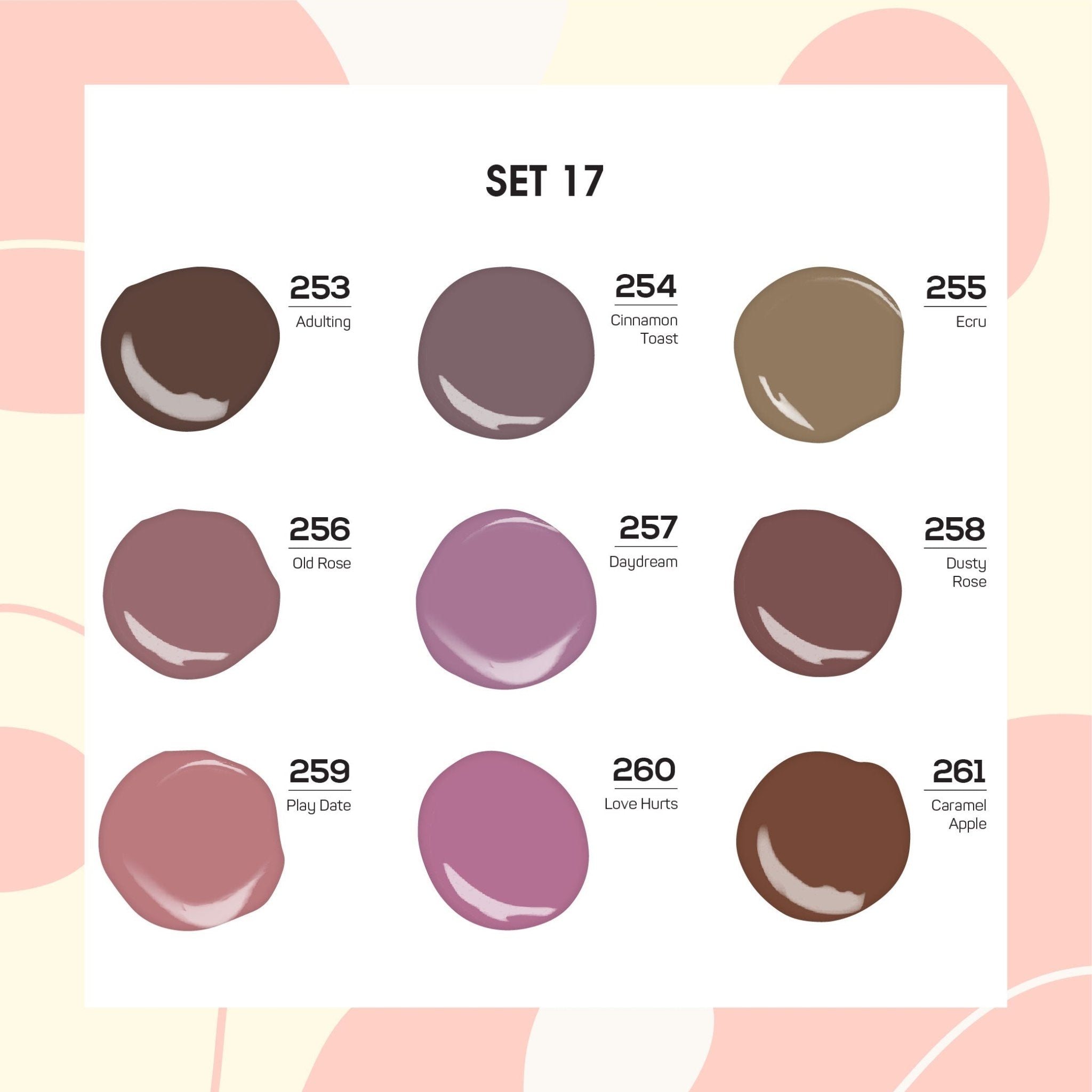 9 Lavis Holiday Gel Nail Polish Collection - SET 17 - 253; 254; 255; 256; 257; 258; 259; 260; 261 - DTK Nail Supply