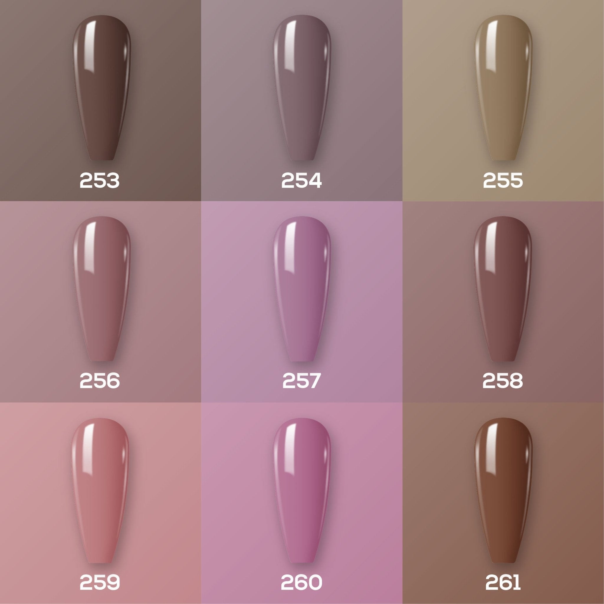 9 Lavis Holiday Gel Nail Polish Collection - SET 17 - 253; 254; 255; 256; 257; 258; 259; 260; 261 - DTK Nail Supply