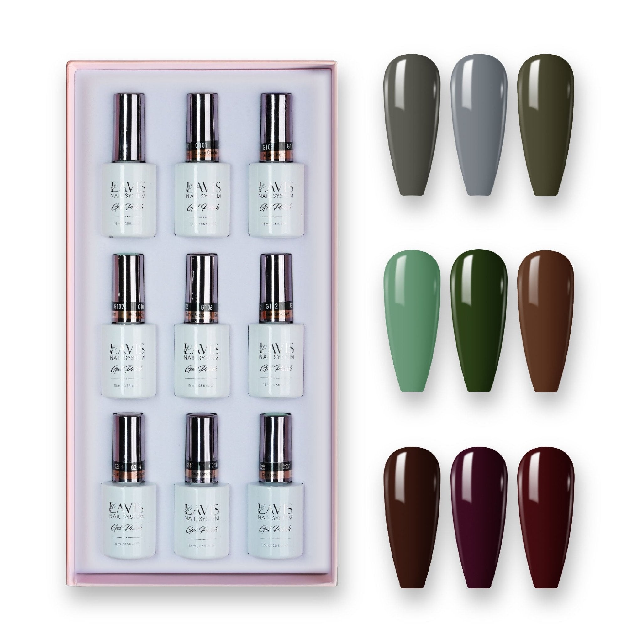 9 Lavis Holiday Gel Nail Polish Collection - SET 19 - 239; 240; 250; 251; 252; 263; 264; 275; 276 - DTK Nail Supply