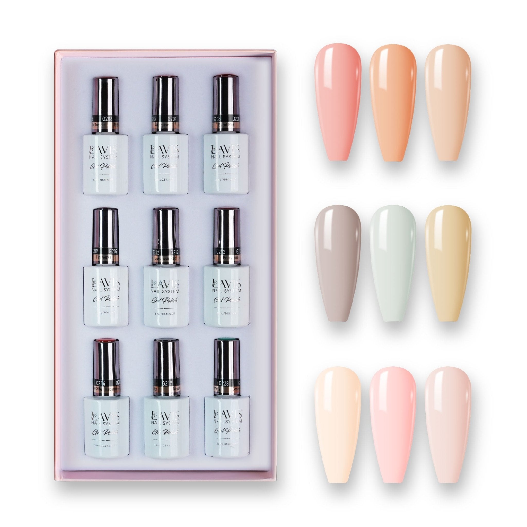 9 Lavis Holiday Gel Nail Polish Collection - SET 2 - 029; 017; 070; 013; 007; 044; 071; 077; 045 - DTK Nail Supply