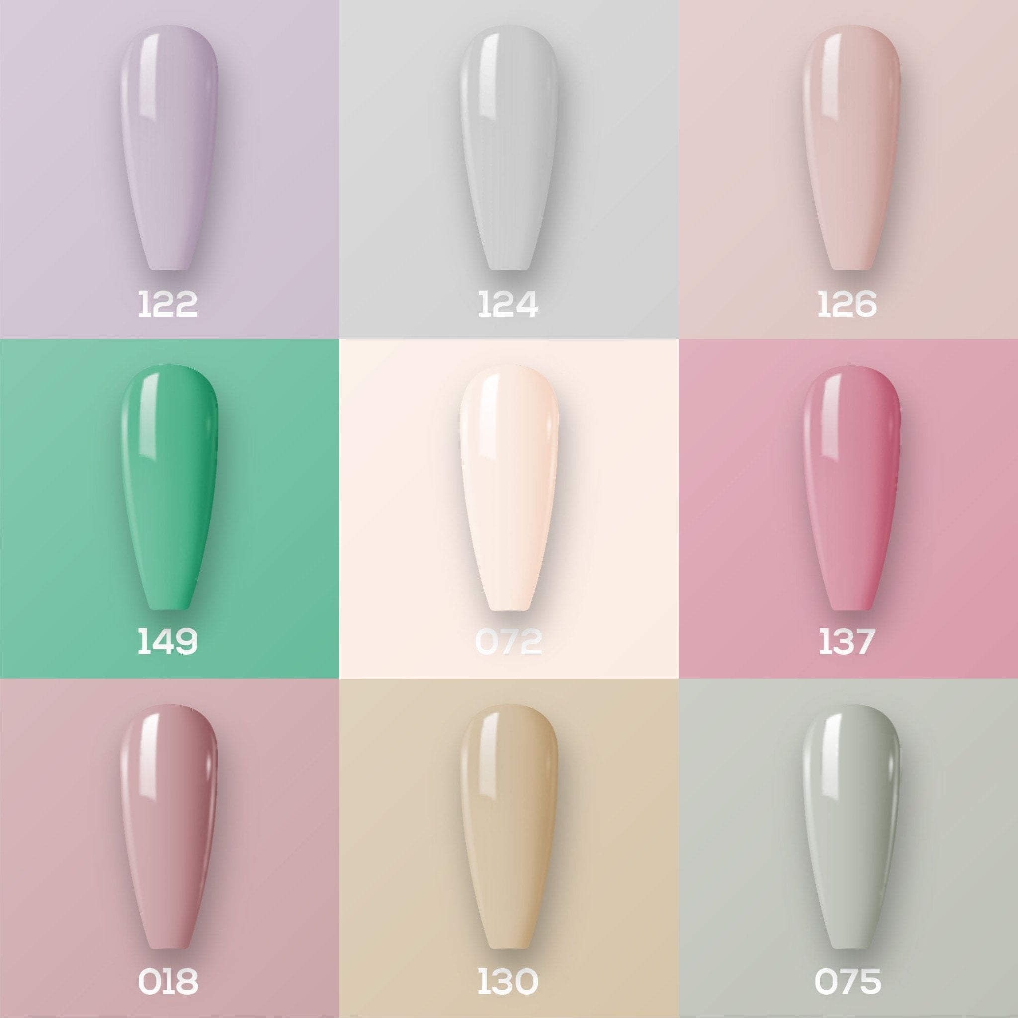 9 Lavis Holiday Gel Nail Polish Collection - SET 6 - 122; 124; 126; 149; 072; 137; 018; 130; 075 - DTK Nail Supply
