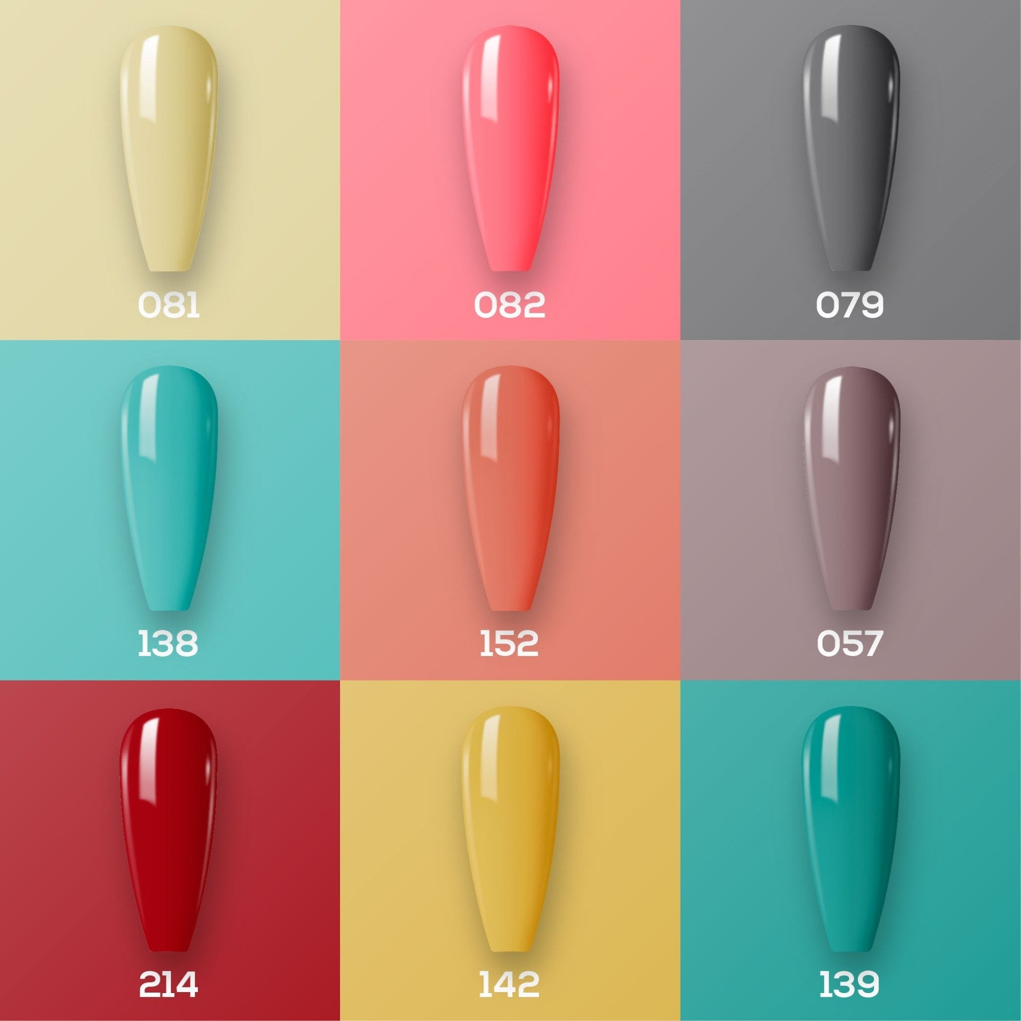 9 Lavis Holiday Gel Nail Polish Collection - SET 7 - 081; 082; 079; 138; 152; 057; 214; 142; 139 - DTK Nail Supply