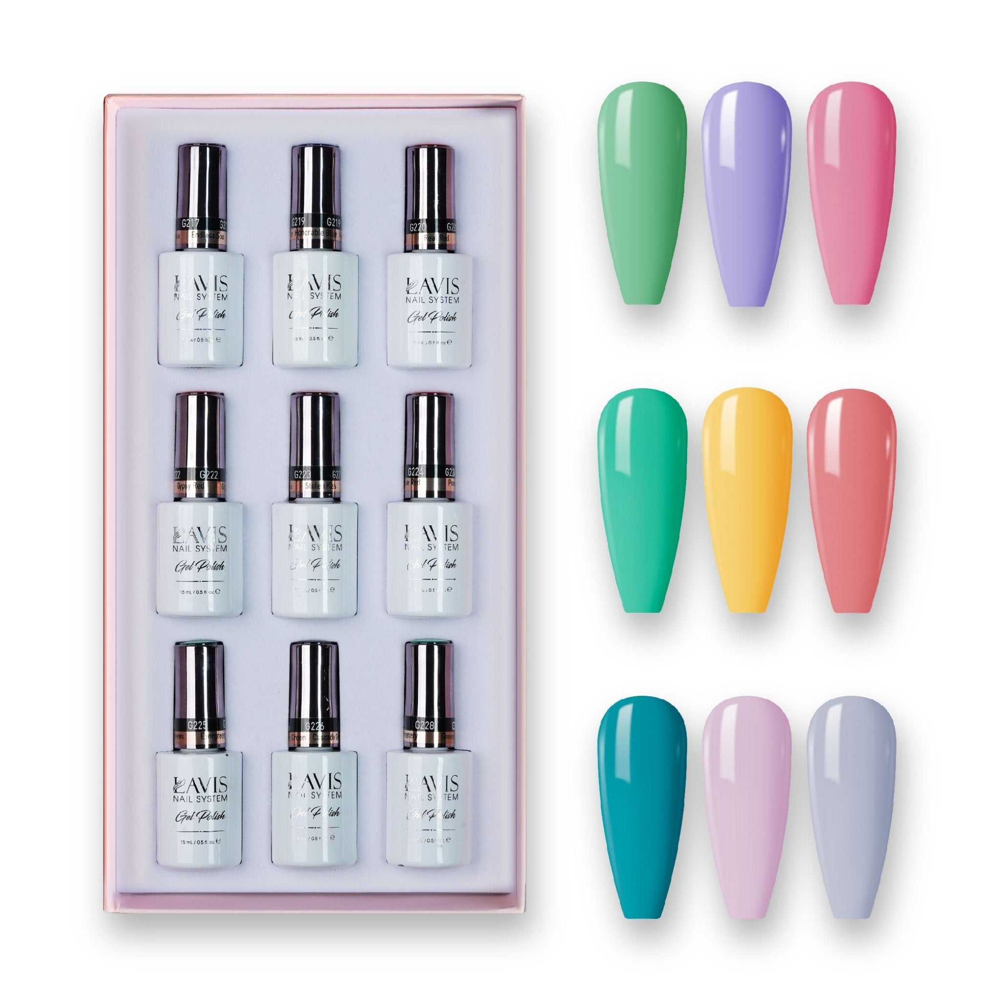 9 Lavis Holiday Gel Nail Polish Collection - SET 9 - 173; 080; 154; 148; 177; 143; 151; 155; 133 - DTK Nail Supply