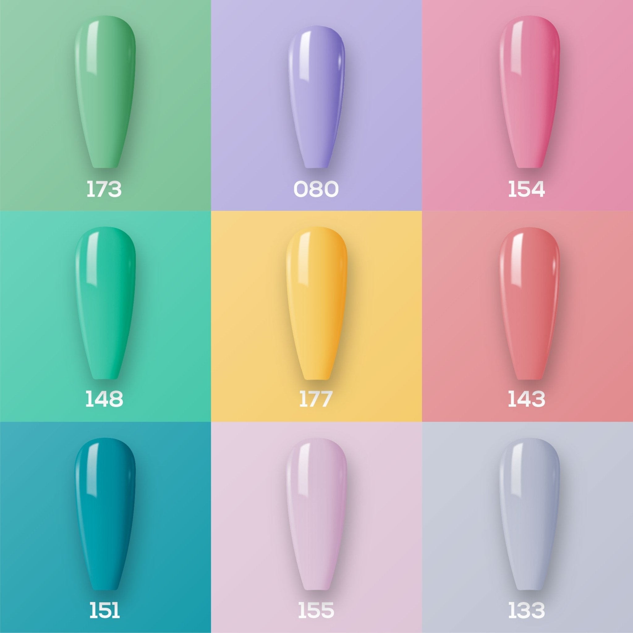 9 Lavis Holiday Gel Nail Polish Collection - SET 9 - 173; 080; 154; 148; 177; 143; 151; 155; 133 - DTK Nail Supply