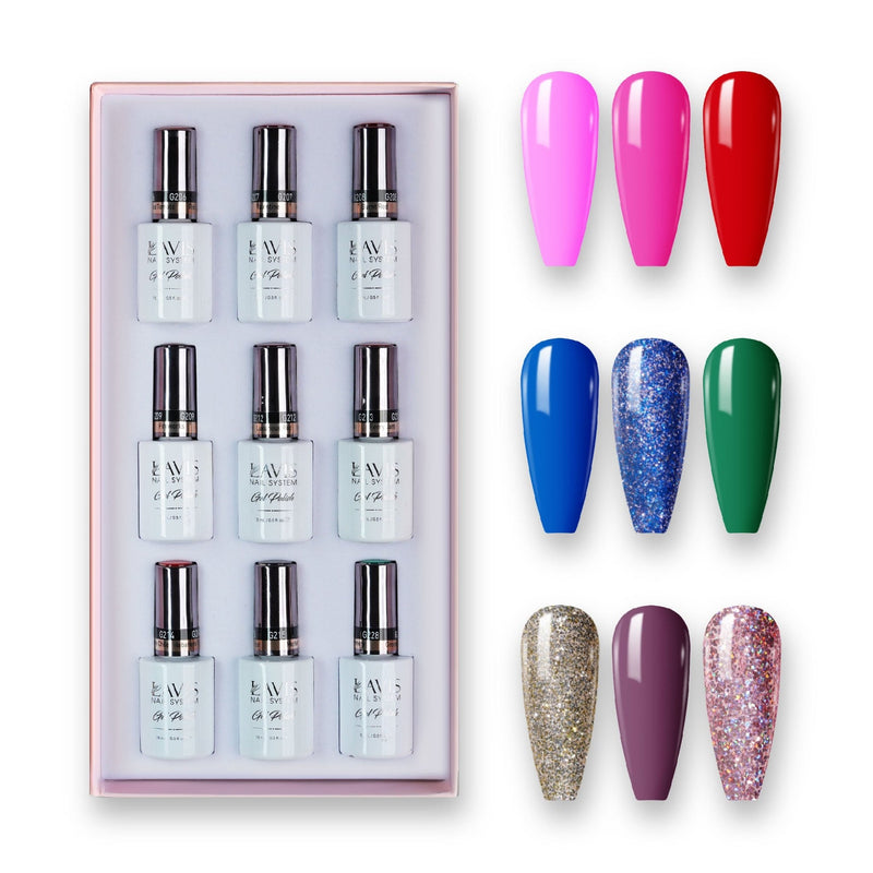 9 Lavis Holiday Gel Nail Polish Collection - THE ESSENTIALS - 083; 084; 086; 093; 094; 095; 101; 104; 108 - DTK Nail Supply