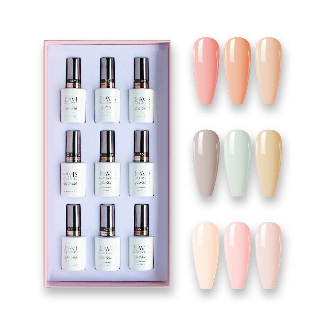 9 Lavis Holiday Gel Nail Polish Collection - THE IT NUDES - 007; 013; 017; 029; 044; 045; 070; 071; 077 - DTK Nail Supply