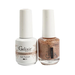  Gelixir Gel Nail Polish Duo - 094 Glitter, Gold Colors - Champagne by Gelixir sold by DTK Nail Supply