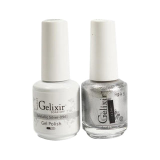 Gelixir Gel Nail Polish Duo - 096 Glitter, Silver Colors - Metallic Silver by Gelixir sold by DTK Nail Supply
