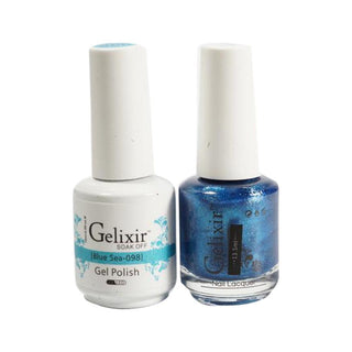  Gelixir Gel Nail Polish Duo - 098 Glitter, Blue Colors - Blue Sea by Gelixir sold by DTK Nail Supply