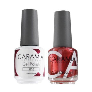  Caramia Gel Nail Polish Duo - 016 Red, Shimmer Colors by Caramia sold by DTK Nail Supply