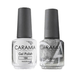  Caramia Gel Nail Polish Duo - 184 Silver, Glitter Colors by Caramia sold by DTK Nail Supply