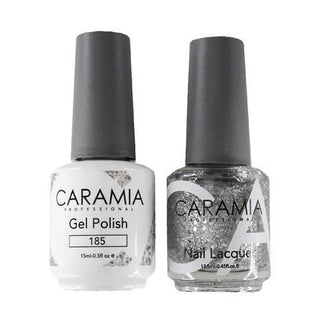  Caramia Gel Nail Polish Duo - 185 Silver, Glitter Colors by Caramia sold by DTK Nail Supply