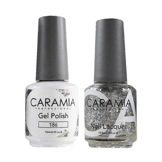  Caramia Gel Nail Polish Duo - 186 Silver, Glitter Colors by Caramia sold by DTK Nail Supply