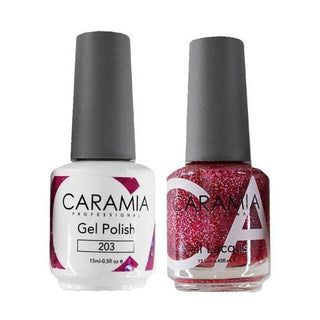  Caramia Gel Nail Polish Duo - 203 Pink, Glitter Colors by Caramia sold by DTK Nail Supply