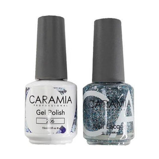  Caramia Gel Nail Polish Duo - 206 Silver, Glitter Colors by Caramia sold by DTK Nail Supply