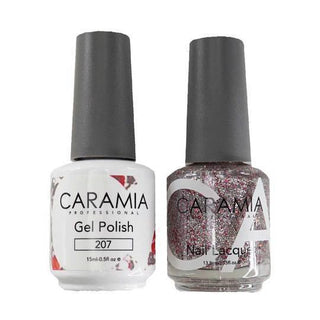  Caramia Gel Nail Polish Duo - 207 Silver, Glitter Colors by Caramia sold by DTK Nail Supply