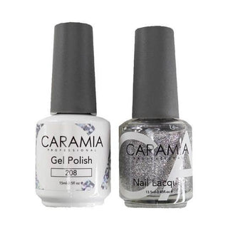  Caramia Gel Nail Polish Duo - 208 Silver, Glitter Colors by Caramia sold by DTK Nail Supply