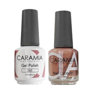  Caramia Gel Nail Polish Duo - 261 Brown, Beige, Shimmer Colors by Caramia sold by DTK Nail Supply