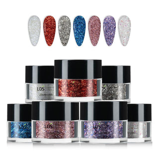  LDS Glitter Nail Art DFG Kit - 0.5oz: DFG01, 02, 03, 04, 05, 06, 07 by LDS sold by DTK Nail Supply
