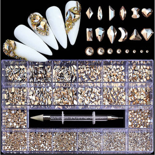  Multi-Sized and Multi-Shaped Rhinestone Set with Dotting Pen - Set D by OTHER sold by DTK Nail Supply