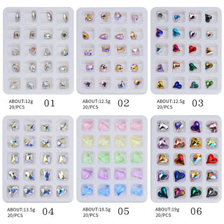 3D Love Diamond Rhinestones for Nails Design Mix 20 Heart Shapes Crystal Diamonds Stone Bling Nail Charm for Nail Art DIY Craft 03 S Mixed Heart