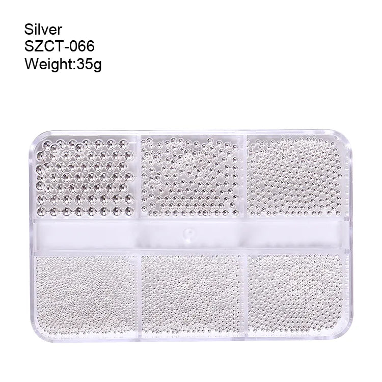 6 Grid Ball Beads - SZCT 066 - Silver by Nail Charm sold by DTK Nail Supply