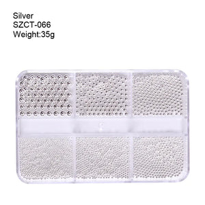  6 Grid Ball Beads - SZCT 066 - Silver by Nail Charm sold by DTK Nail Supply
