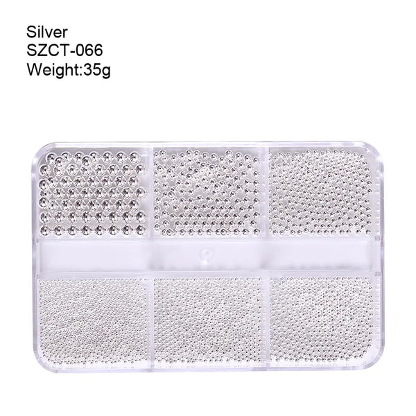  6 Grid Ball Beads - SZCT 066 - Silver by Nail Charm sold by DTK Nail Supply