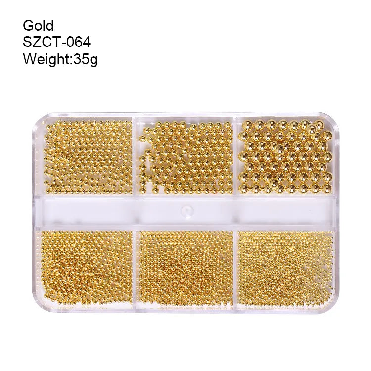  6 Grid Ball Beads - SZCT 064 - Gold by Nail Charm sold by DTK Nail Supply