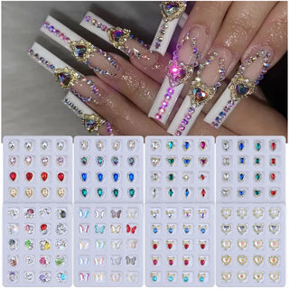 3D Shiny Crystal Zircon Rhinestones for Nails Design Mix 20 Heart Shapes Crystal Diamonds Stone Bling Nail Charm for Nail Art DIY Craft #12