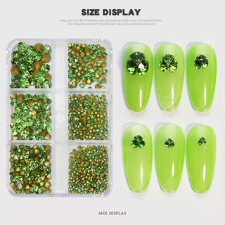  6 Grids Sharp Diamond Green Glass Rhinestones #07 by OTHER sold by DTK Nail Supply