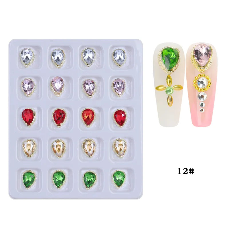 1Pc/Box,Y2K Heart Nail Art Charms With Rhinestones,3D Nail Art Accessories  For DIY Or Nail Salon