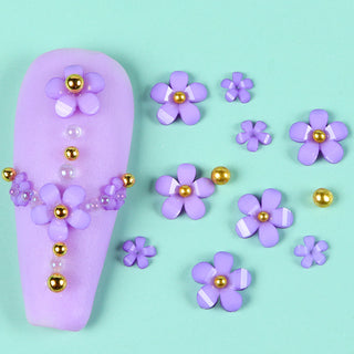  Five Petals 3D Flower Beads & Jewelry Pearl Acrylic Crystal - Purple by OTHER sold by DTK Nail Supply