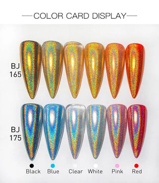  Golden & Silver Laser Holographic Chrome Pigment Powder - BJ165 + BJ175 by Chrome sold by DTK Nail Supply