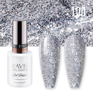  Lavis Gel Nail Polish Duo - 100 Silver Glitter Colors - Ice Crystals by LAVIS NAILS sold by DTK Nail Supply