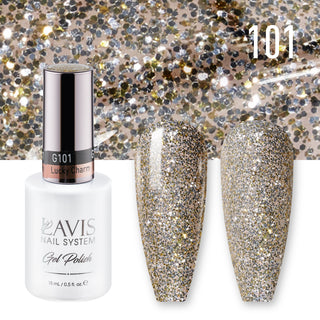  Lavis Gel Nail Polish Duo - 101 Gold, Glitter Colors - Lucky Charm by LAVIS NAILS sold by DTK Nail Supply