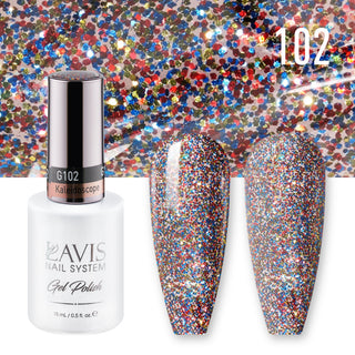  Lavis Gel Polish 102 - Red Glitter Colors - Kaleidoscope by LAVIS NAILS sold by DTK Nail Supply